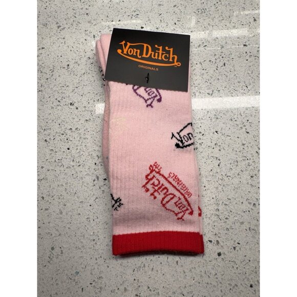 NWT Unisex Von Dutch Logo Fashion Socks Pink - Picture 1 of 3
